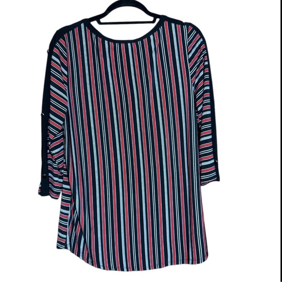 Diana Belle size large  Striped V-Neck Women's Top - Picture 2 of 4